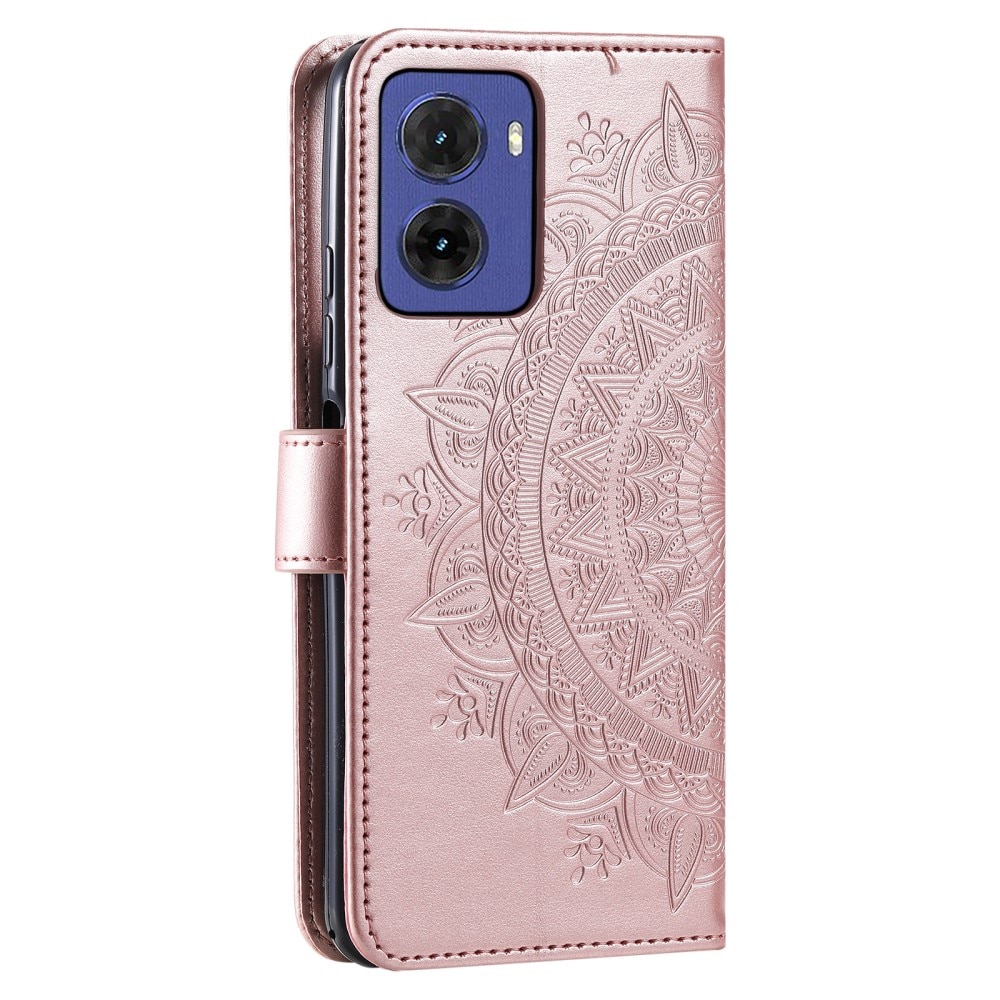 Læderetui Mandala Motorola Moto E15 rose guld