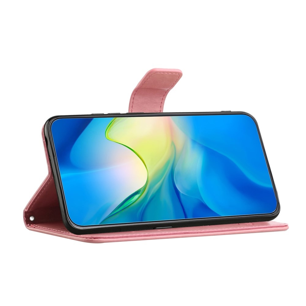 Læderetui Sommerfugle Motorola Moto G15 Power Lyserød