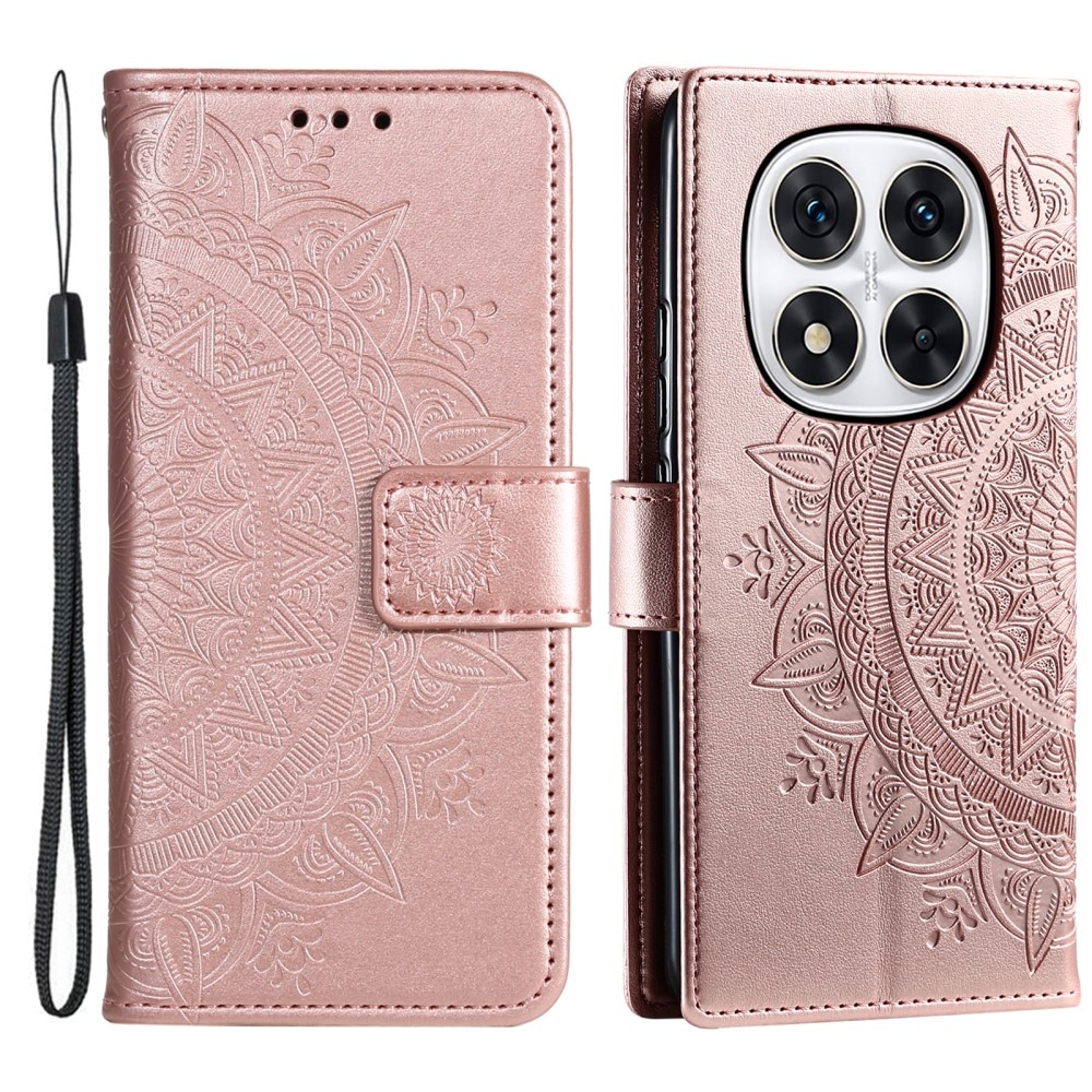 Læderetui Mandala Xiaomi Redmi Note 14 Pro Plus rose guld