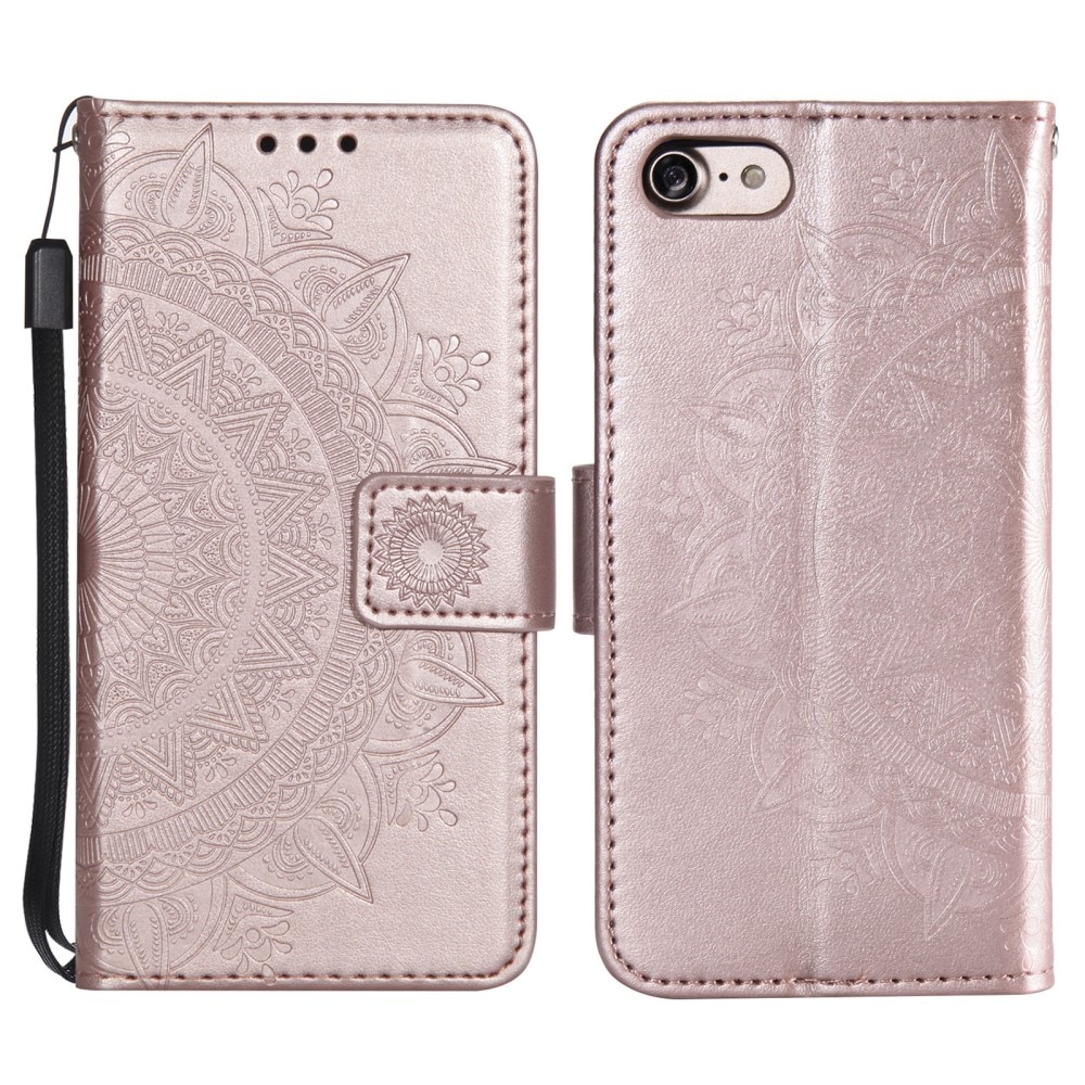 Læderetui Mandala iPhone 16e Rose guld