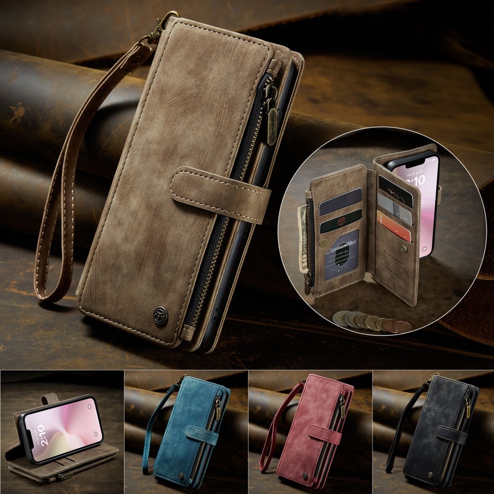 Zipper Wallet iPhone 16e Brun