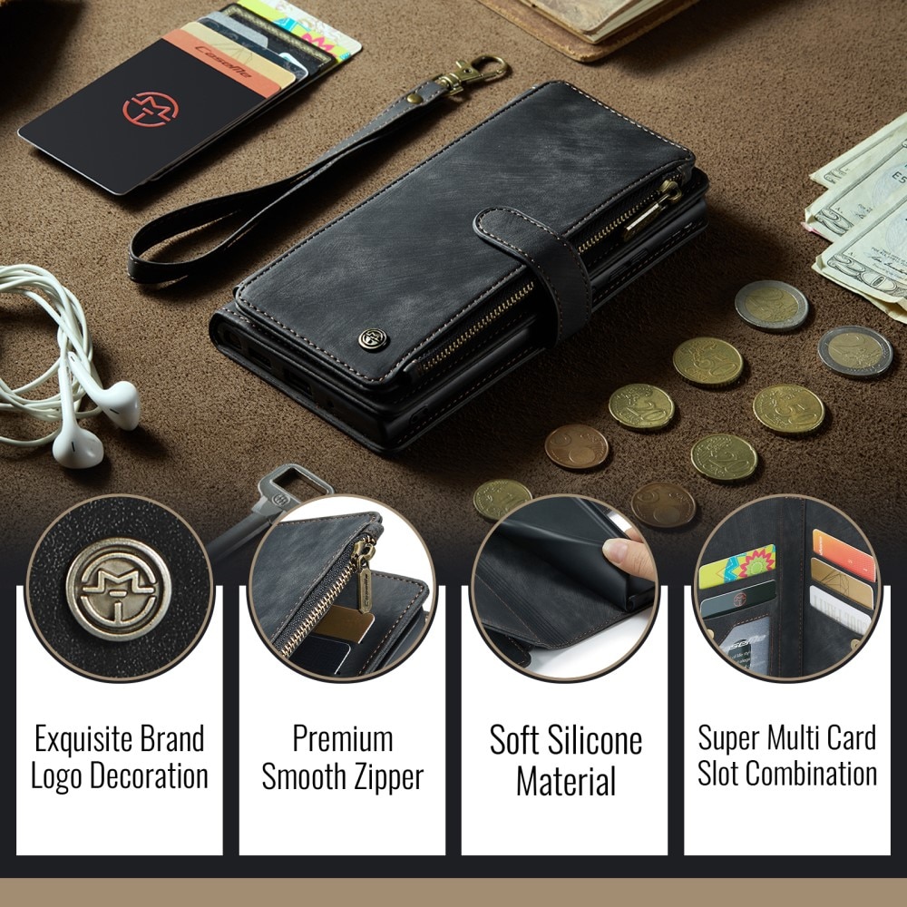 Zipper Wallet iPhone 16e Sort