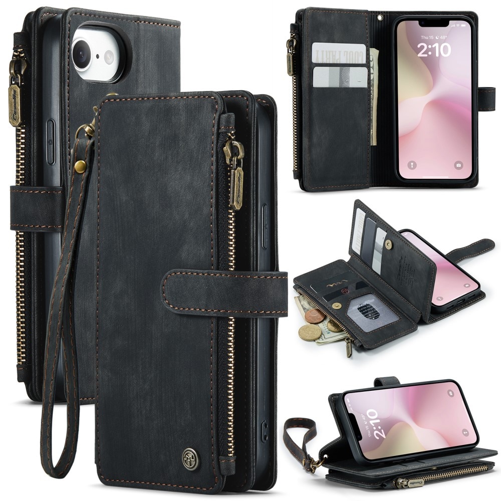 Zipper Wallet iPhone 16e Sort