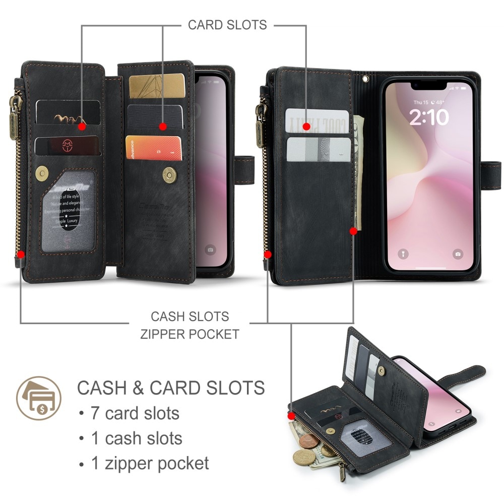 Zipper Wallet iPhone 16e Sort