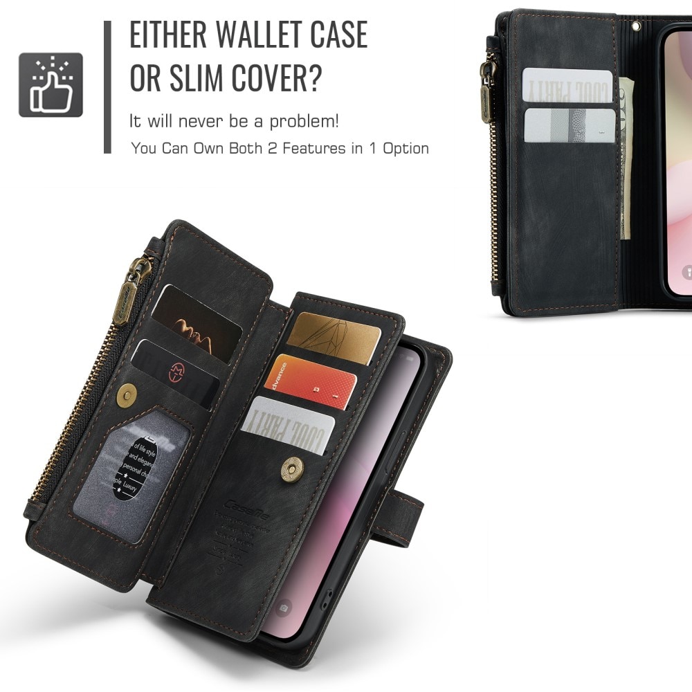 Zipper Wallet iPhone 16e Sort