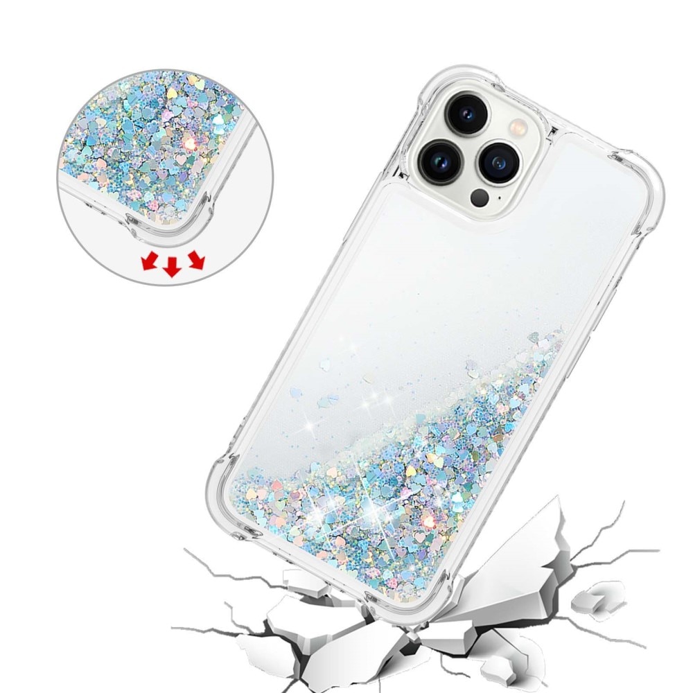 Glitter Powder TPU Cover iPhone 15 Pro sølv