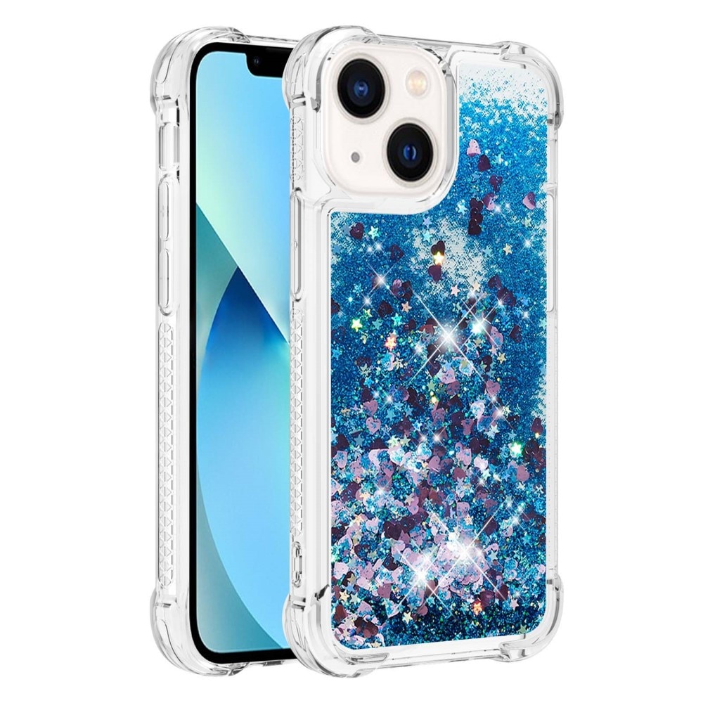 Glitter Powder TPU Cover iPhone 15 blå