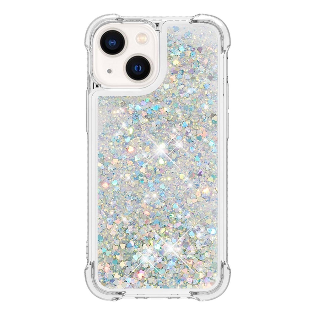 Glitter Powder TPU Cover iPhone 15 sølv