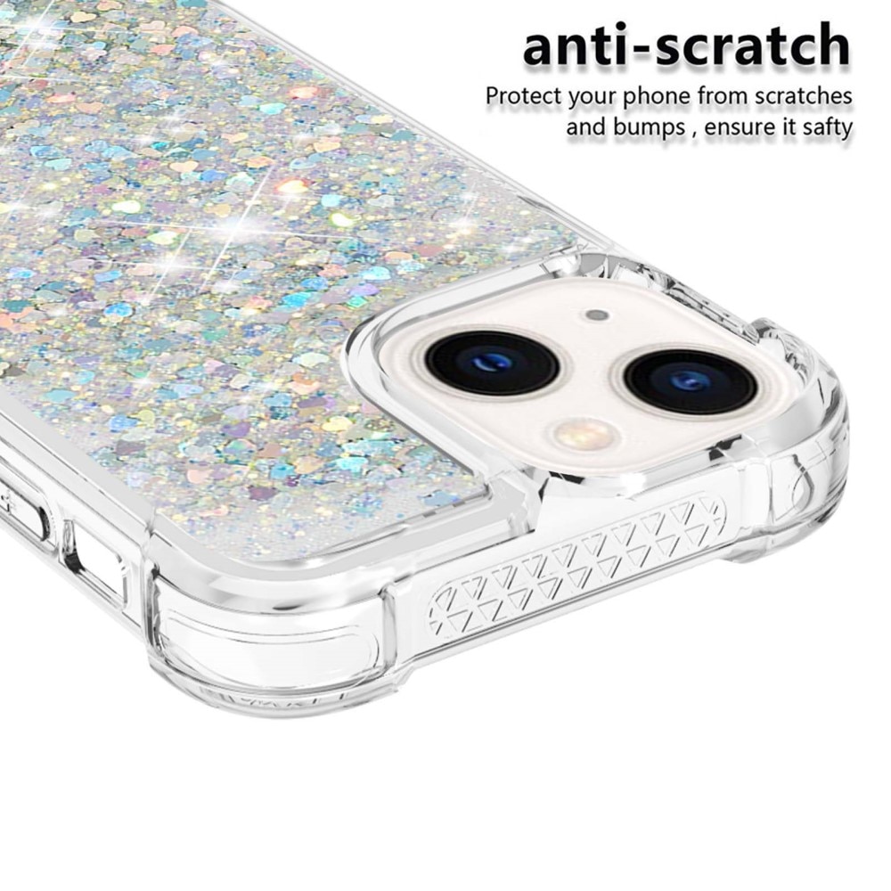 Glitter Powder TPU Cover iPhone 15 sølv