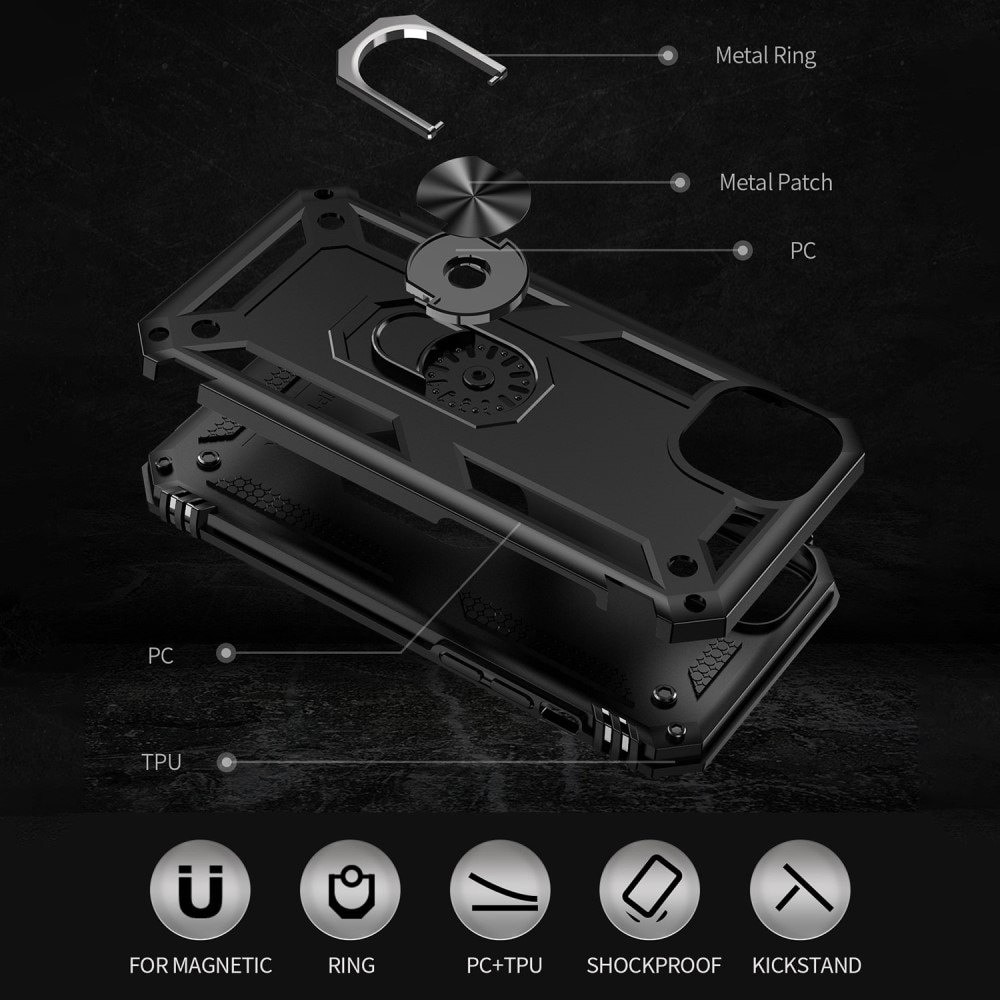 Hybridcover Tech Ring iPhone 15 sort