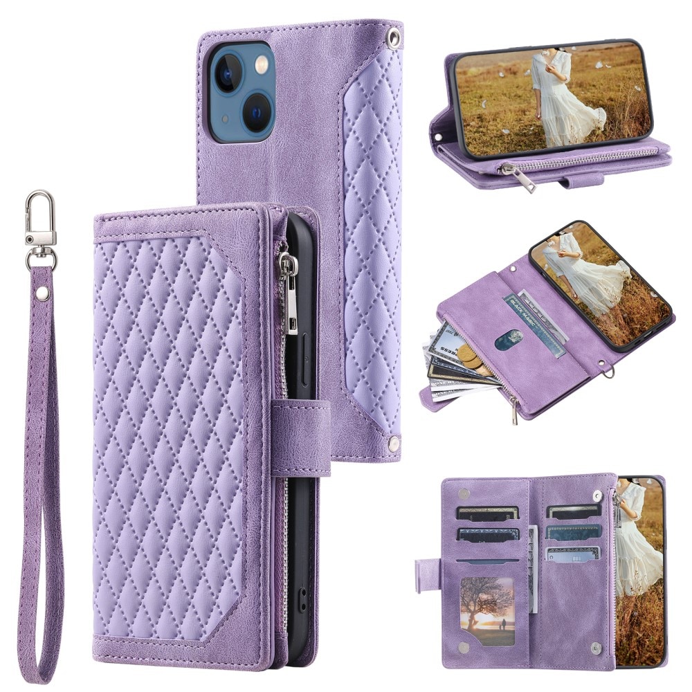 Pung Taske iPhone 15 Quilted Lilla