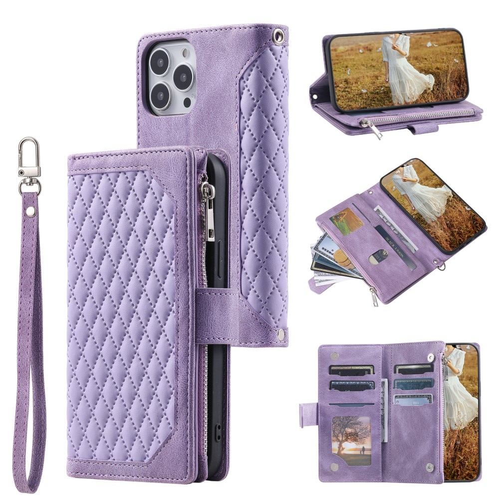 Pung Taske iPhone 15 Pro Quilted Lilla