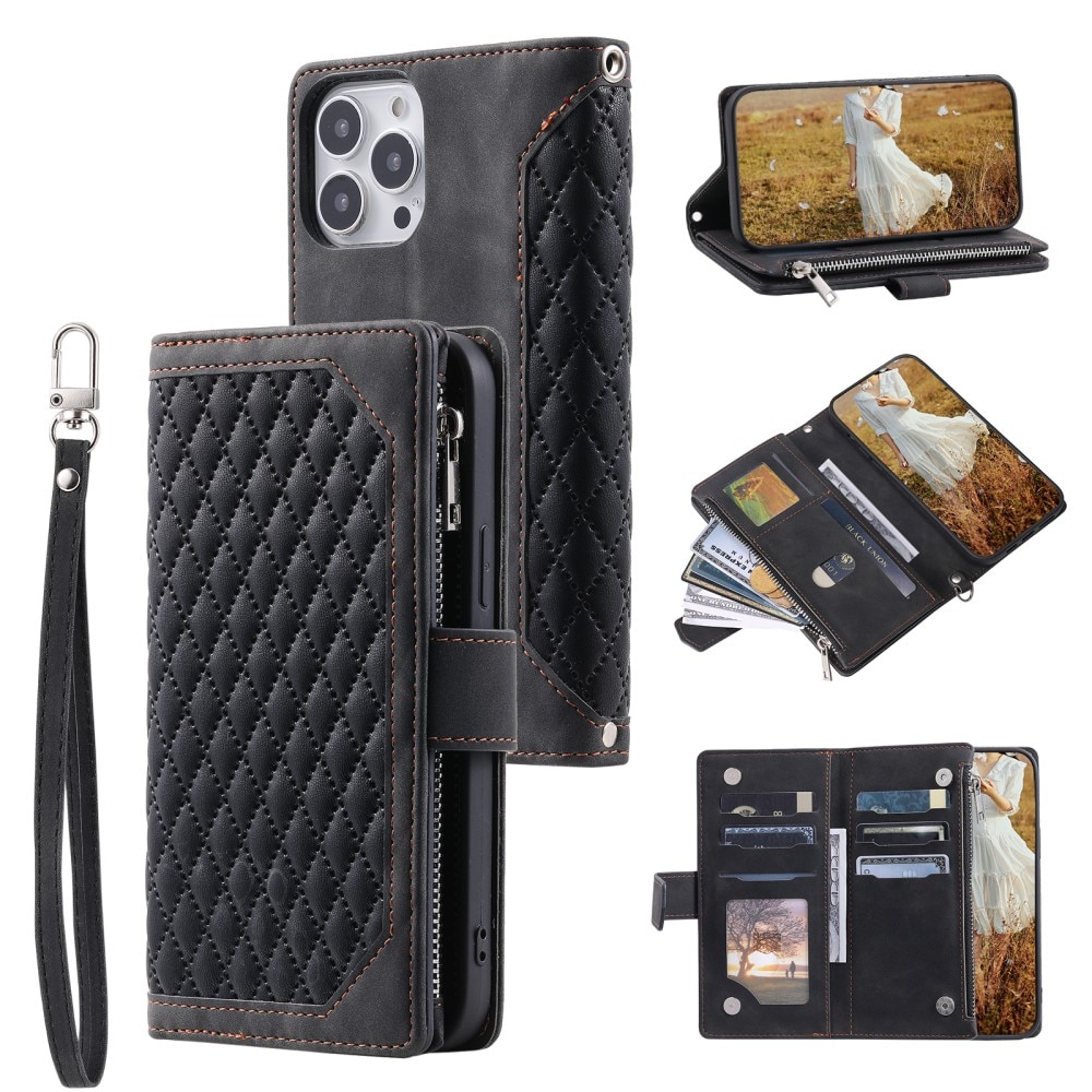 Pung Taske iPhone 15 Pro Quilted Sort