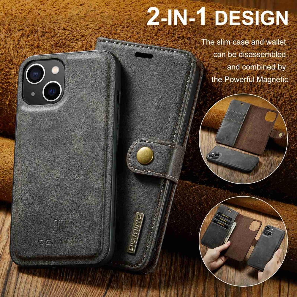 Magnet Wallet iPhone 15 Plus Brown