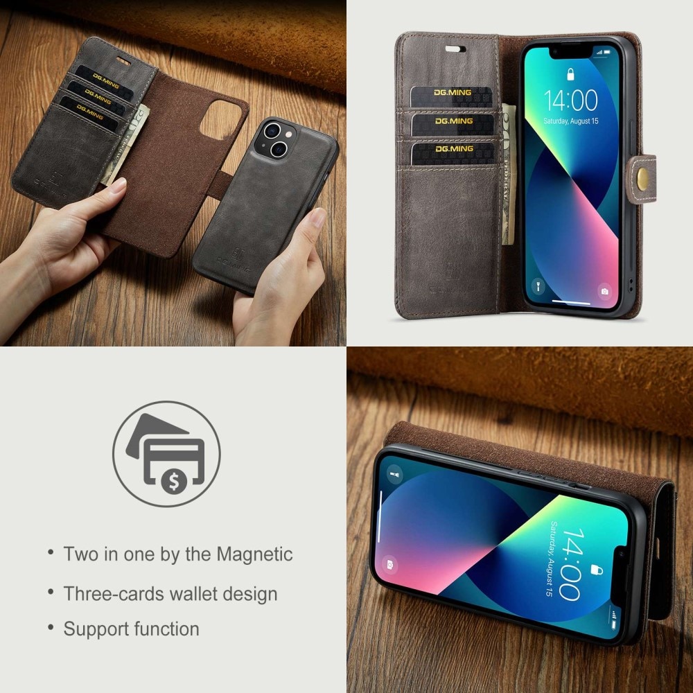 Magnet Wallet iPhone 15 Plus Brown