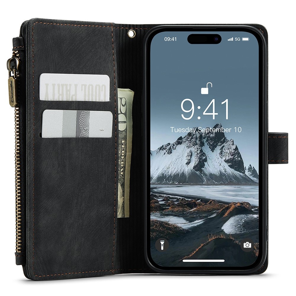 Zipper Wallet iPhone 15 Pro Sort