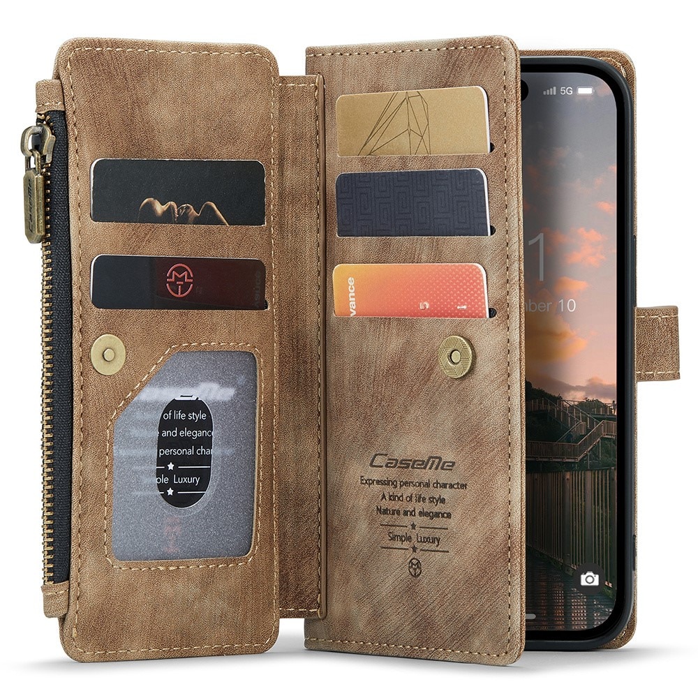 Zipper Wallet iPhone 16 Pro Max Brun