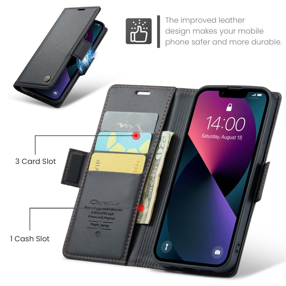 RFID blocking Slim Pung Etui iPhone 15 Sort