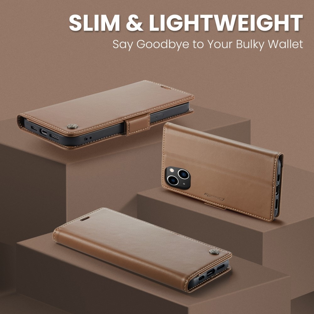 RFID blocking Slim Pung Etui iPhone 15 Brun