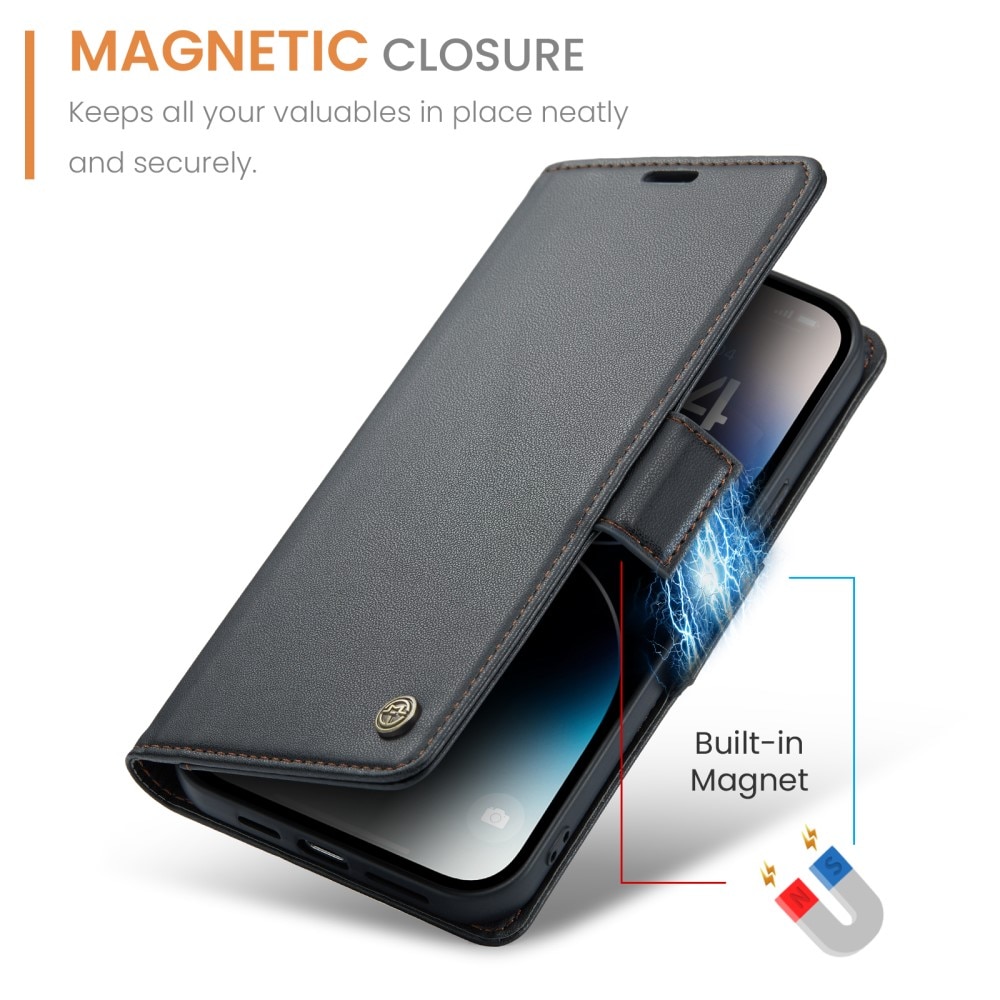 RFID blocking Slim Pung Etui iPhone 15 Pro Max Sort