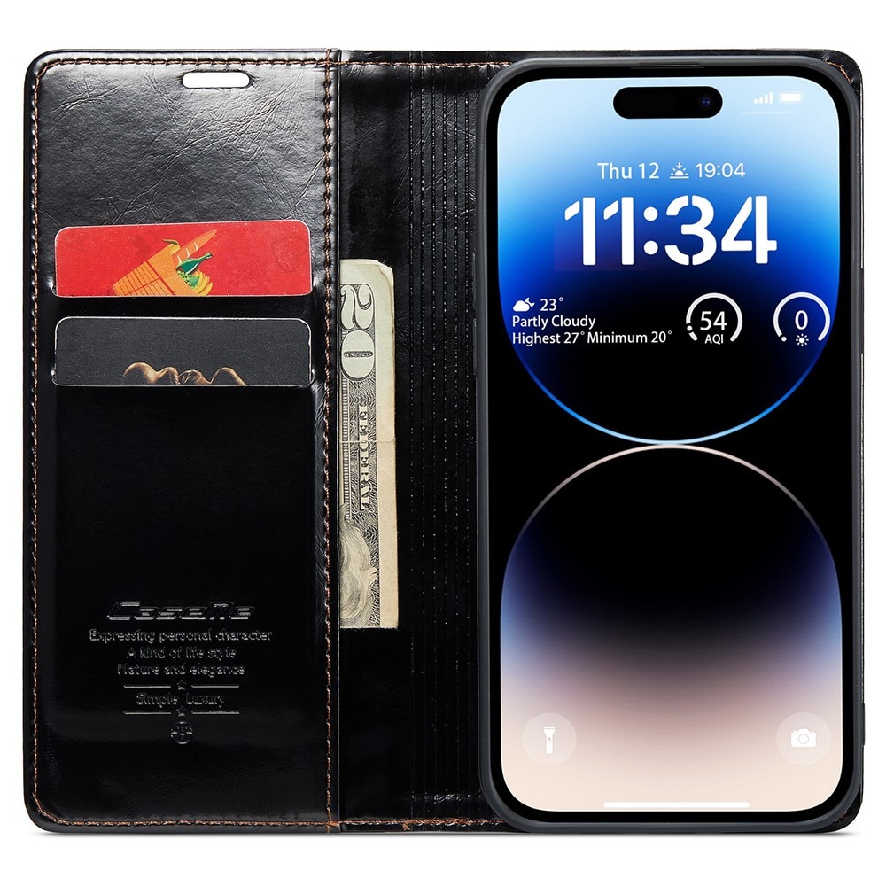 Leather Wallet iPhone 16 Pro Max sort