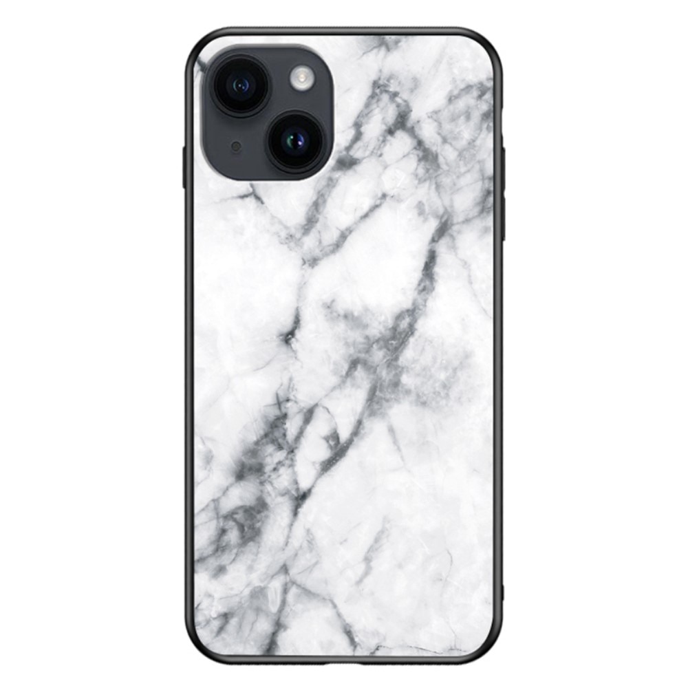 Cover Hærdet Glas iPhone 15 hvid marmor
