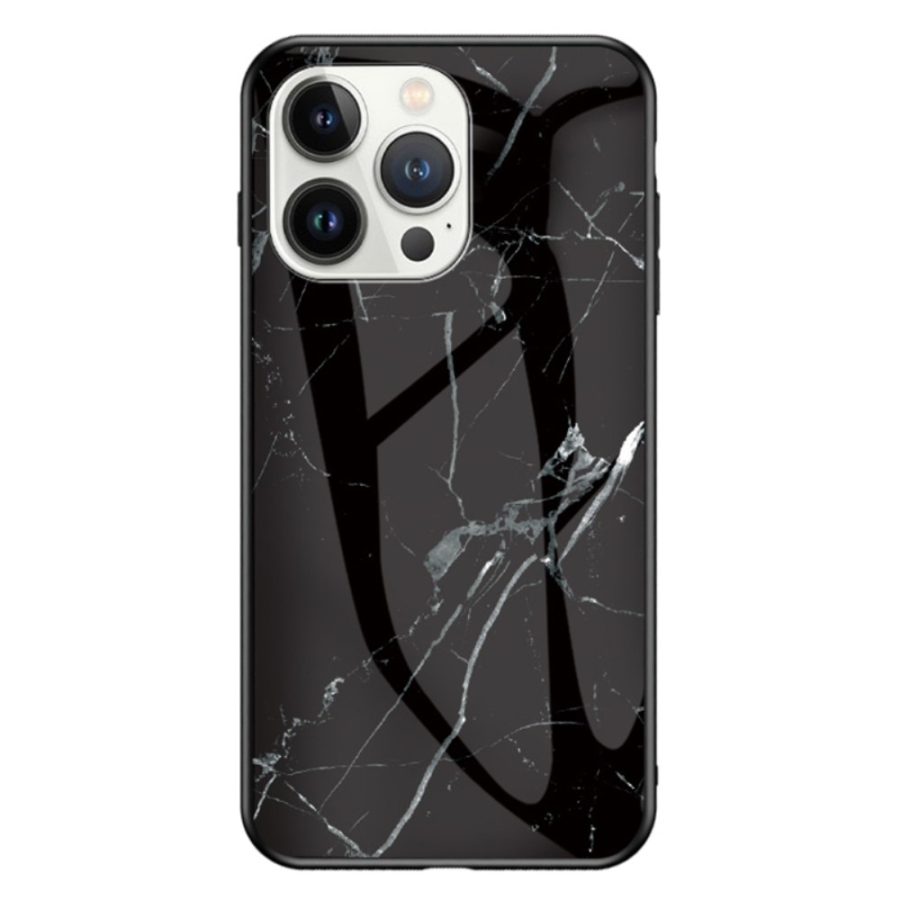 Cover Hærdet Glas iPhone 15 Pro sort marmor