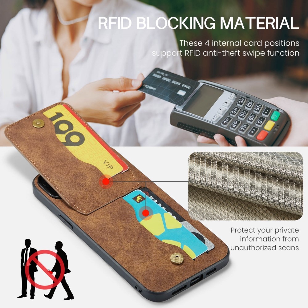 Multi-slot RFID blocking Cover iPhone 15 Pro brun