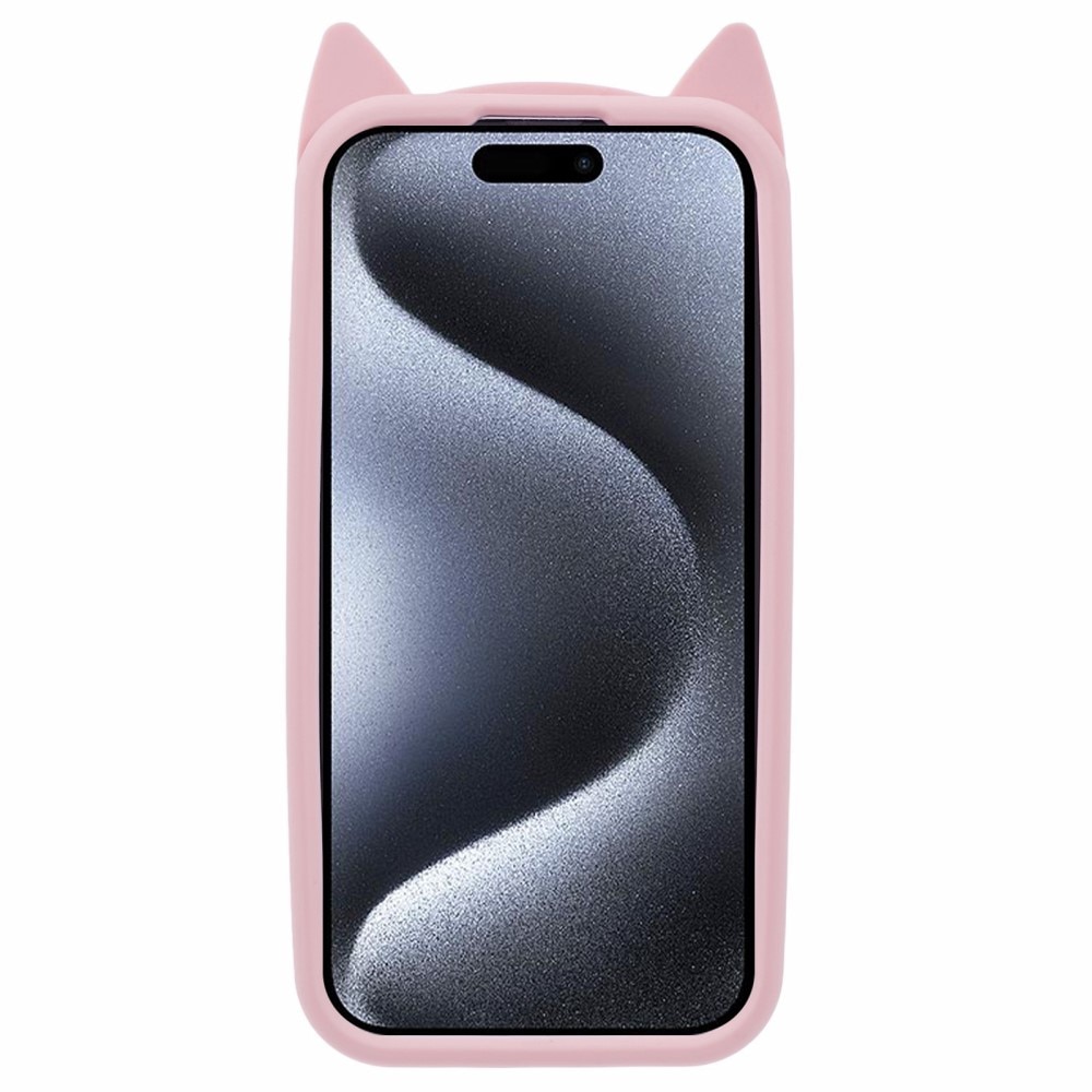 Cover Silikone Kat iPhone 15 Pro lyserød