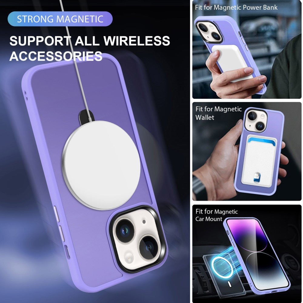 Hybridcover MagSafe Ring iPhone 15 Lilla