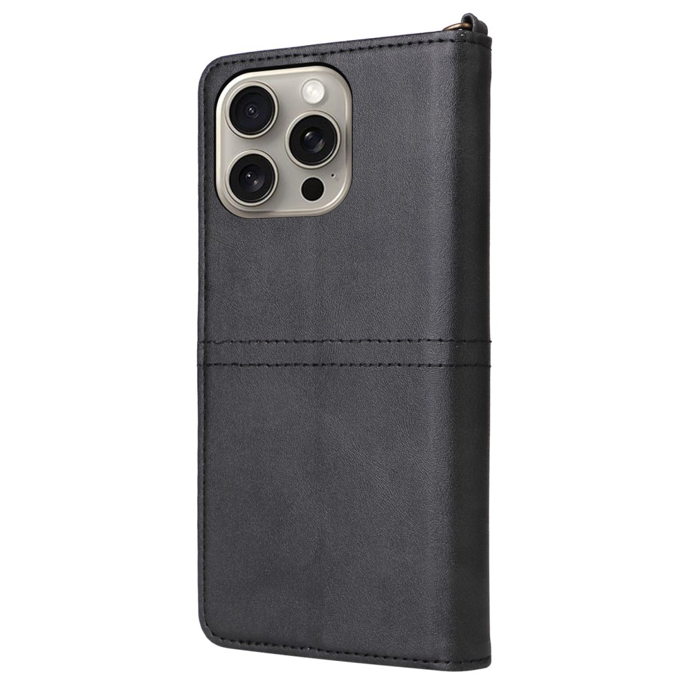 Magnet Leather Wallet iPhone 15 Pro Max sort