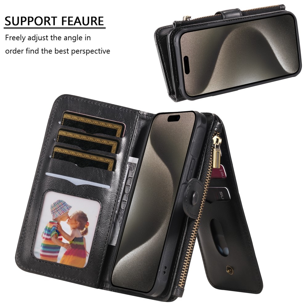 Magnet Leather Multi-Wallet iPhone 15 Pro Max sort