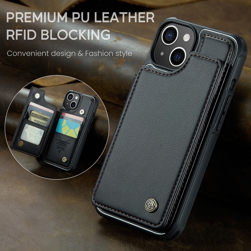 RFID blocking Tegnebog Cover iPhone 15 Plus sort