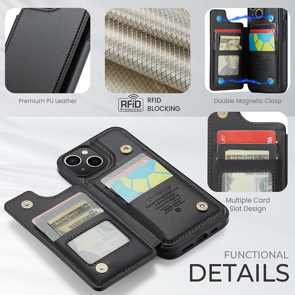 RFID blocking Tegnebog Cover iPhone 14 Plus sort