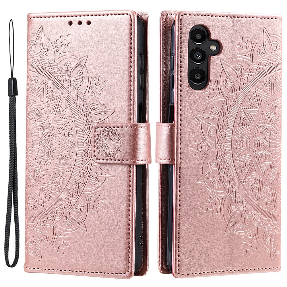 Læderetui Mandala Samsung Galaxy A55 rose guld