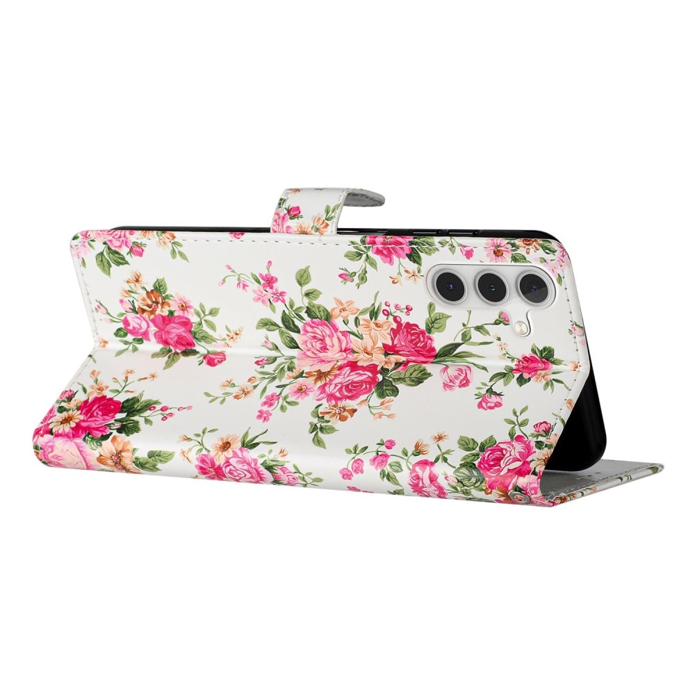 Mobiltaske Samsung Galaxy A55 lyserøde blomster