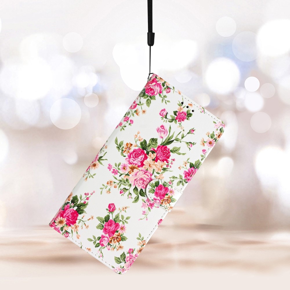 Mobiltaske Samsung Galaxy A55 lyserøde blomster