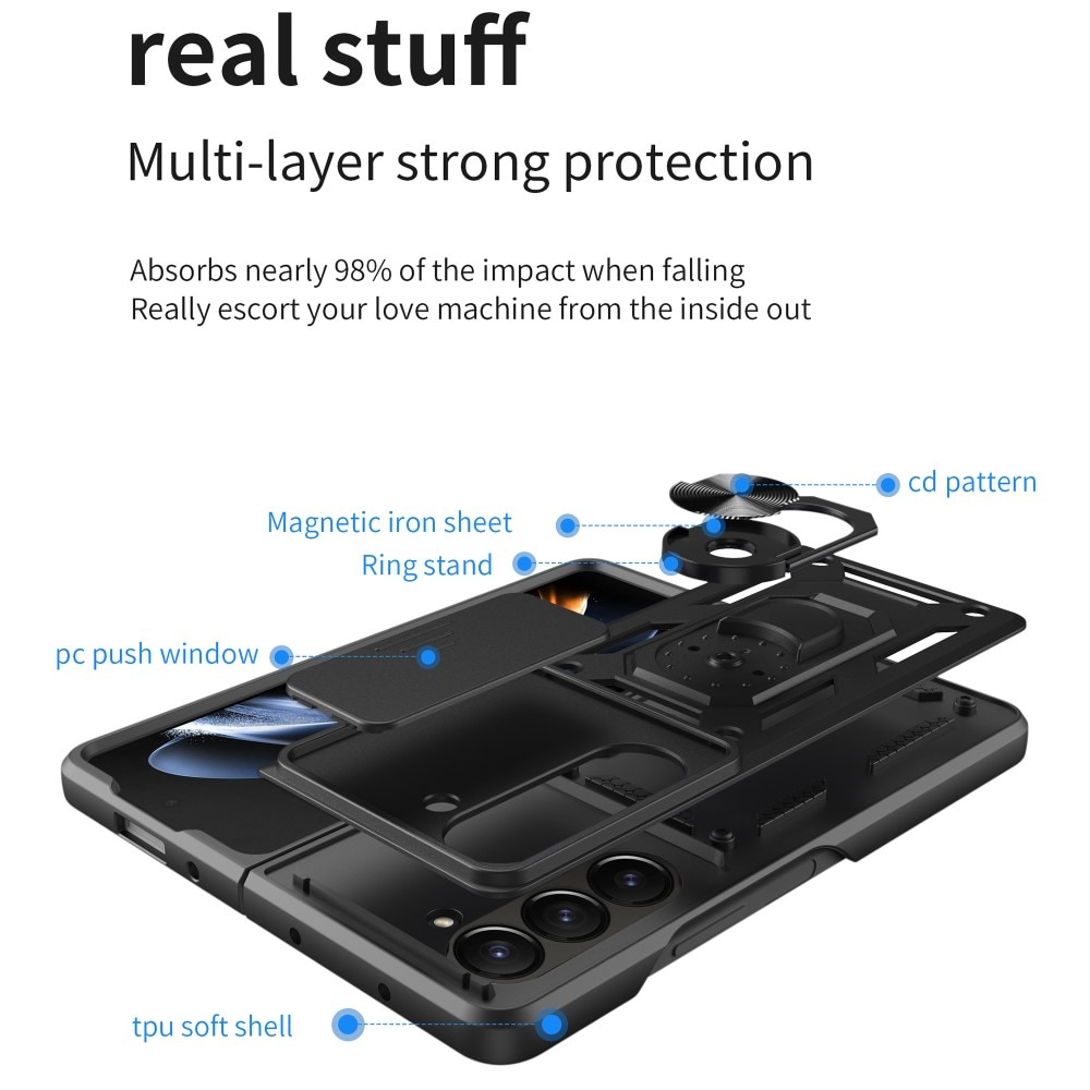 Hybridcover Tech Ring+Kamerabeskyttelse Samsung Galaxy Z Fold 6 sort