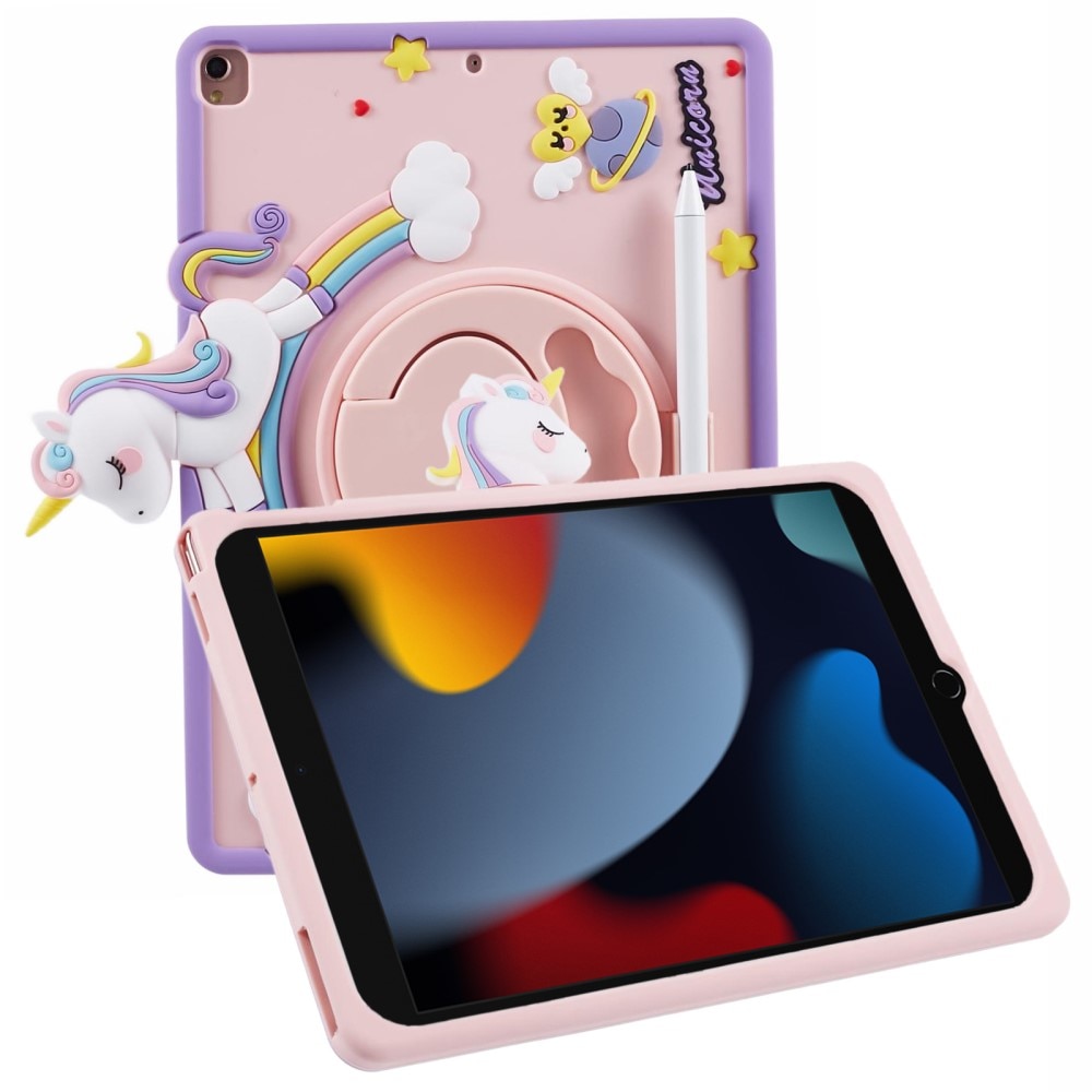 Cover Enhjørning Stand iPad 10.2 9th Gen (2021) lyserød
