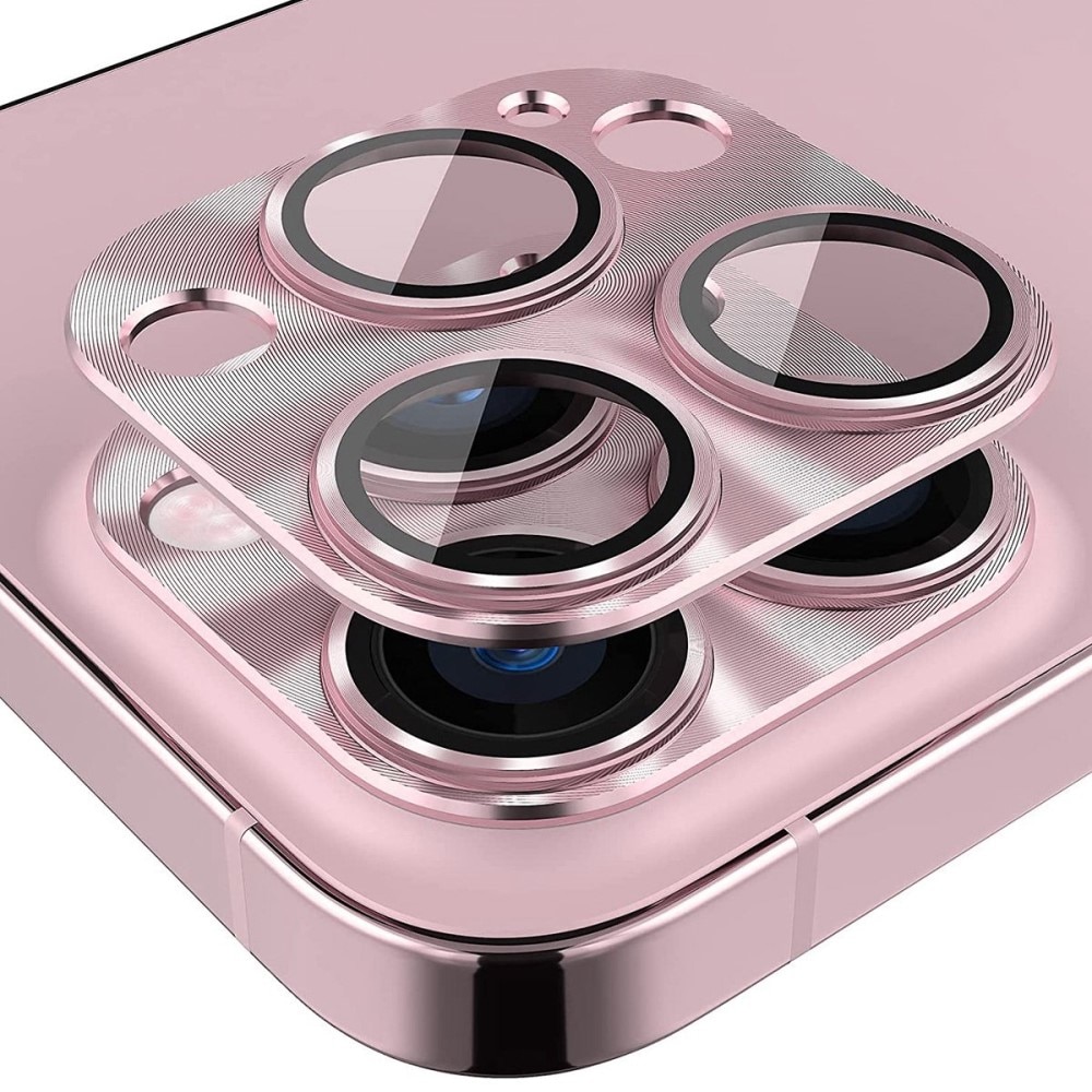 Kamerabeskyttelse Aluminium+Hærdet Glas iPhone 14 Pro lyserød