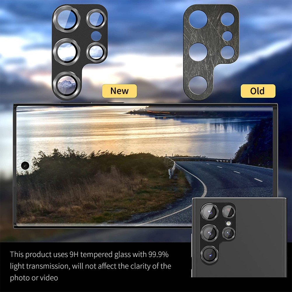 Kamerabeskyttelse Aluminium+Hærdet Glas Samsung Galaxy S25 Ultra sort