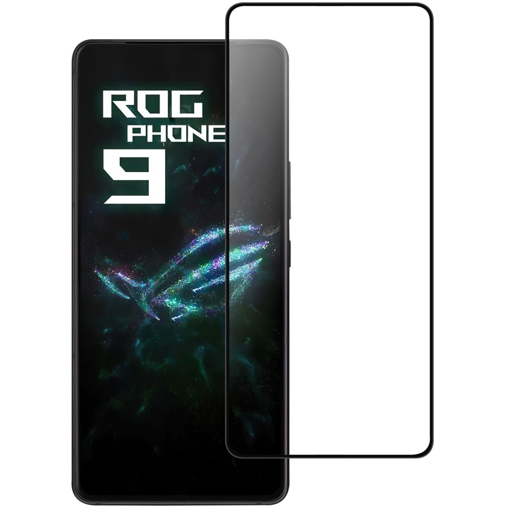 Full-fit Hærdet Glas Skærmbeskytter Asus ROG Phone 9 sort