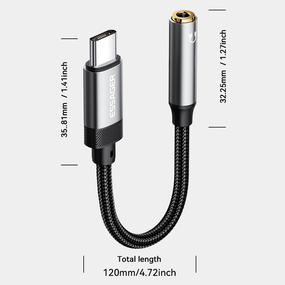 Høretelefonadapter USB-C til 3,5mm DAC sort