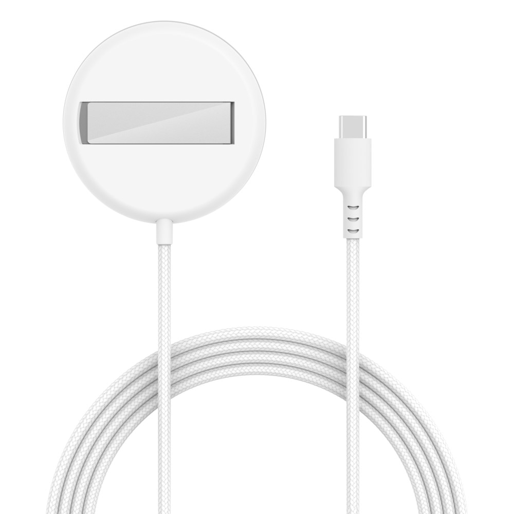 Qi2 15W MagSafe Trådløs Opladeplade med Stander hvid