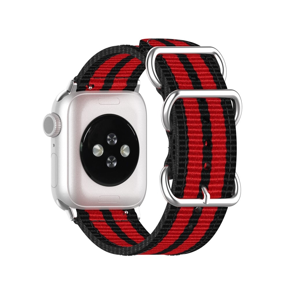 Apple Watch 45mm Series 7 Nato armbånd sort/rød