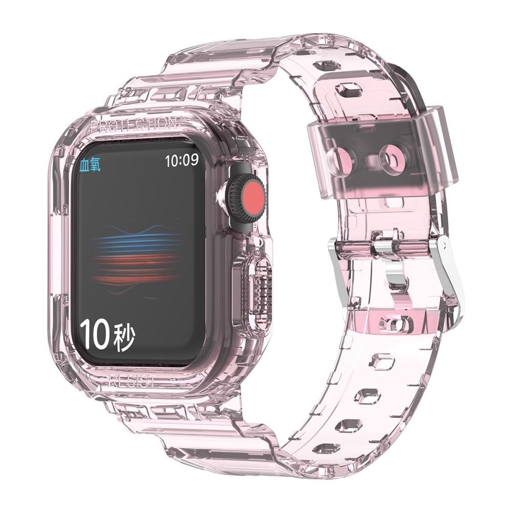 Apple Watch 45mm Series 7 Crystal Cover + Armbånd lyserød