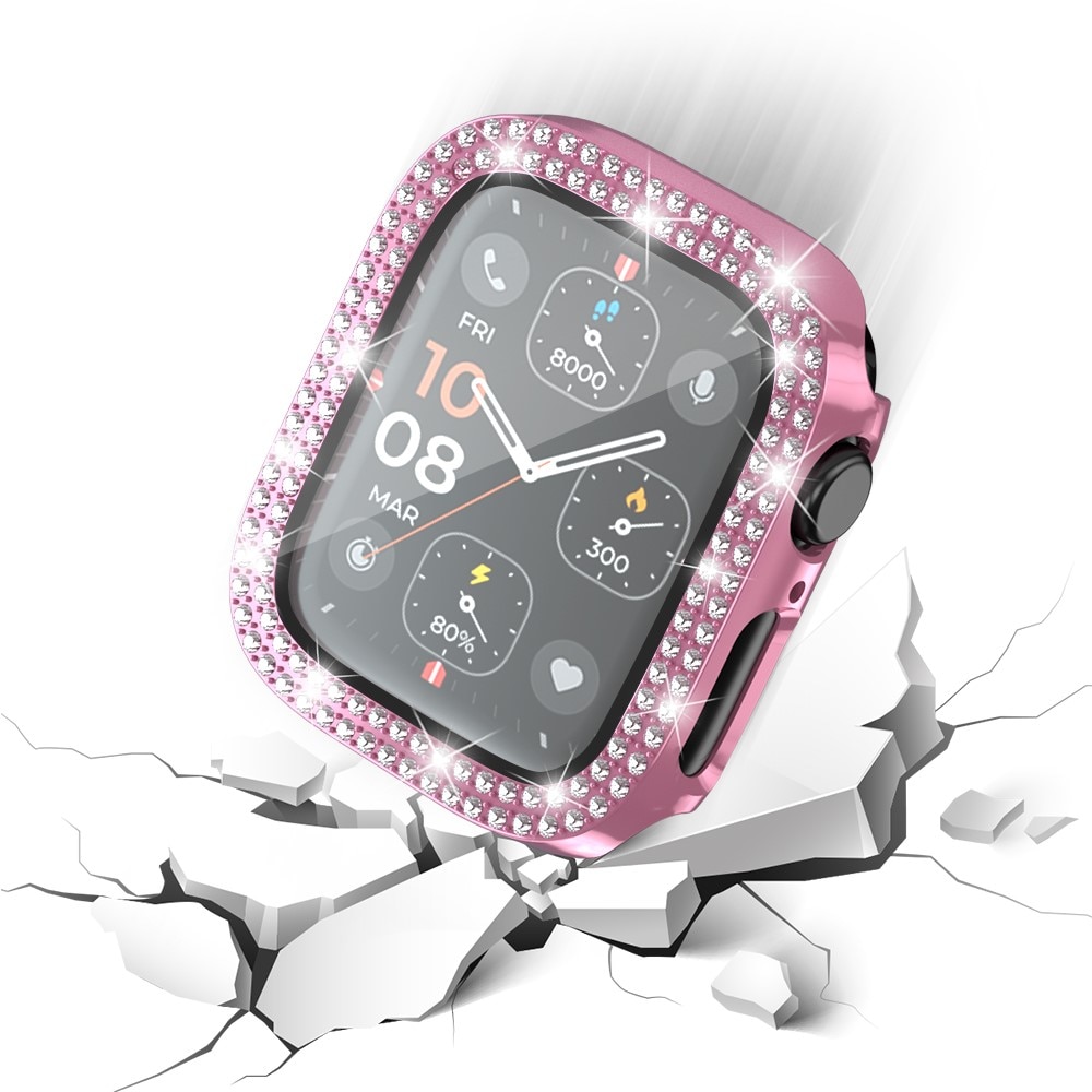 Full Cover Case Rhinestone Apple Watch SE 44mm lyserød