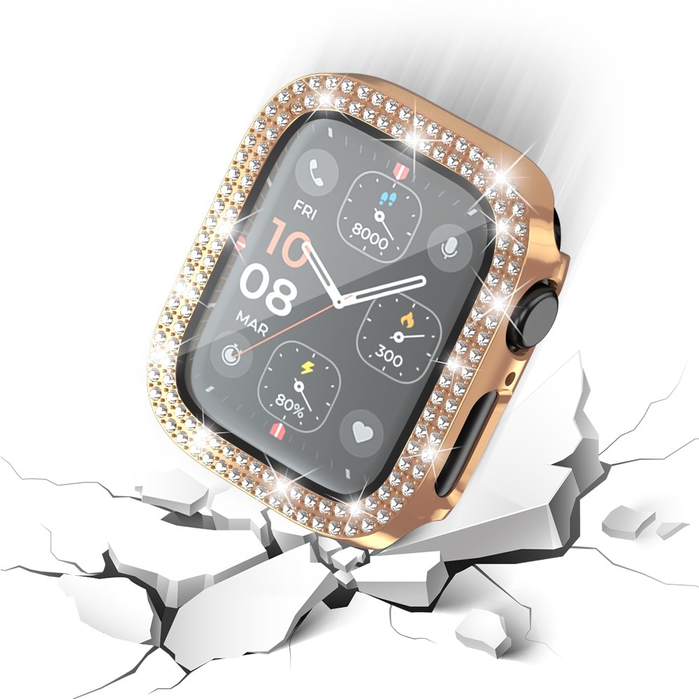 Full Cover Case Rhinestone Apple Watch SE 44mm rose guld