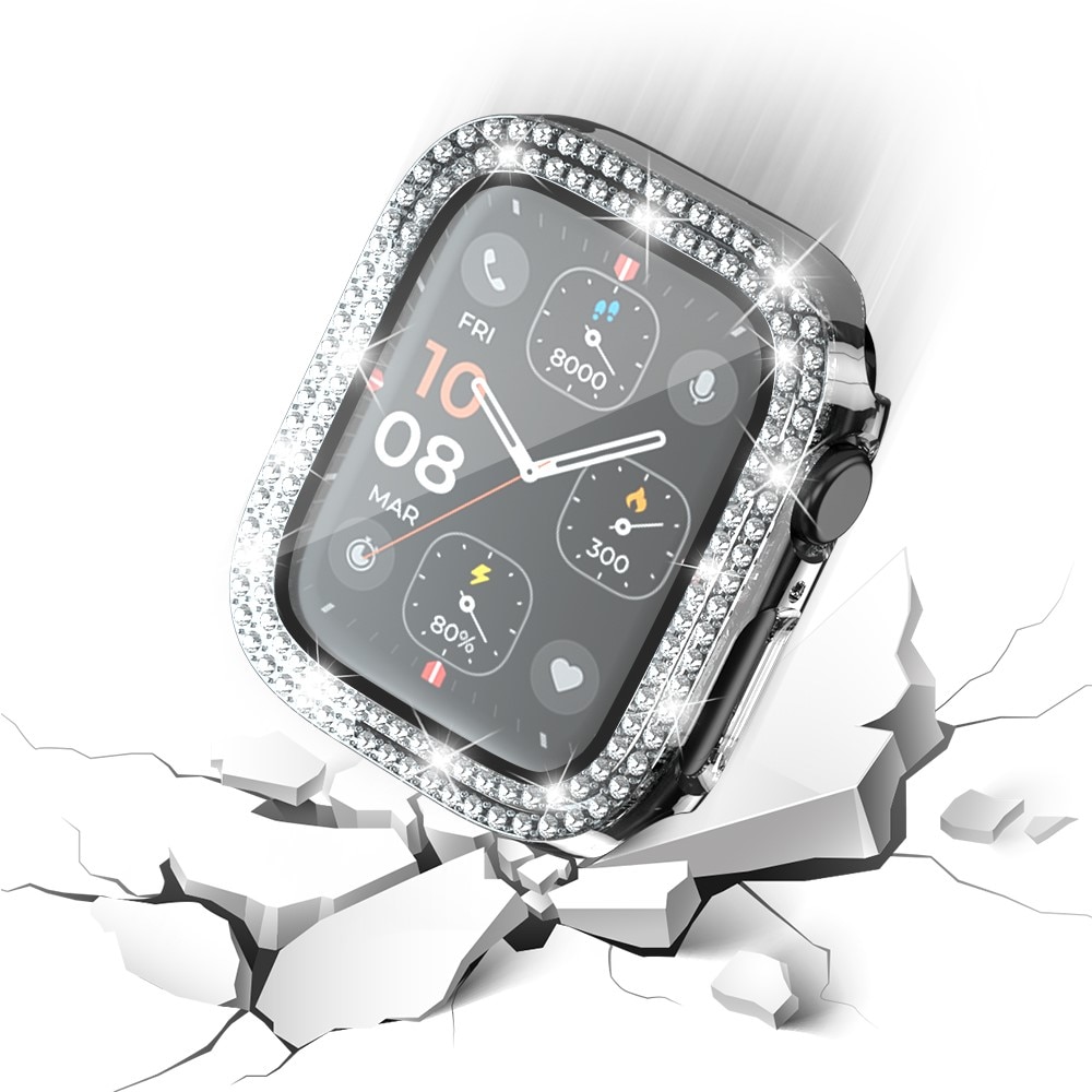 Full Cover Case Rhinestone Apple Watch SE 44mm sølv