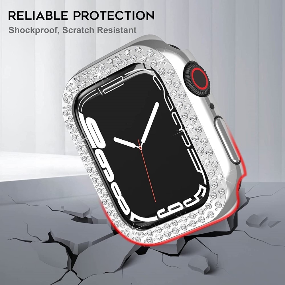 Apple Watch 45mm Series 8 Rhinestone cover sølv